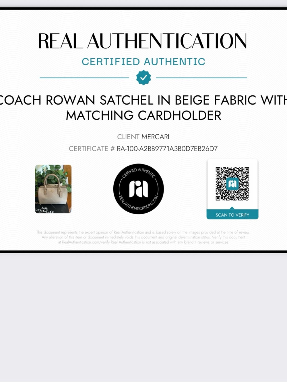 Coach Rowan Satchel in Taupe Fabric with Matching Wallet - Picture 10 of 10